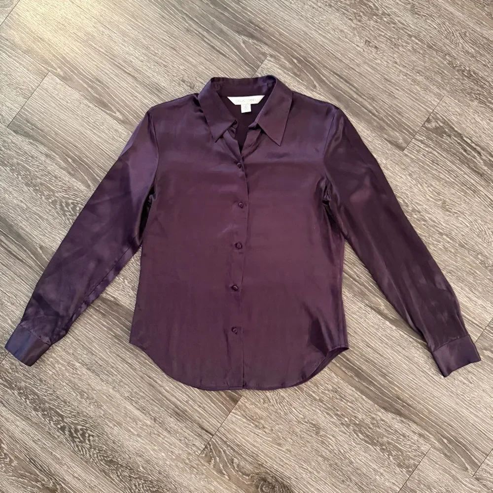 Casual Corner Vintage Plum Silk Button Up